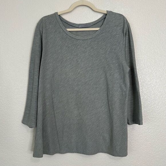 cut loose Tops - Cut Loose Linen Blend Heathered Gray 3/4 Sleeves Tee, Sz Large